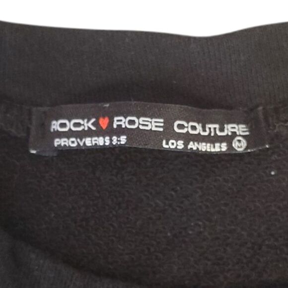 Rock Rose Couture Black Los Angeles Fleece Half Sweatshirt Top Medium - Picture 9 of 10